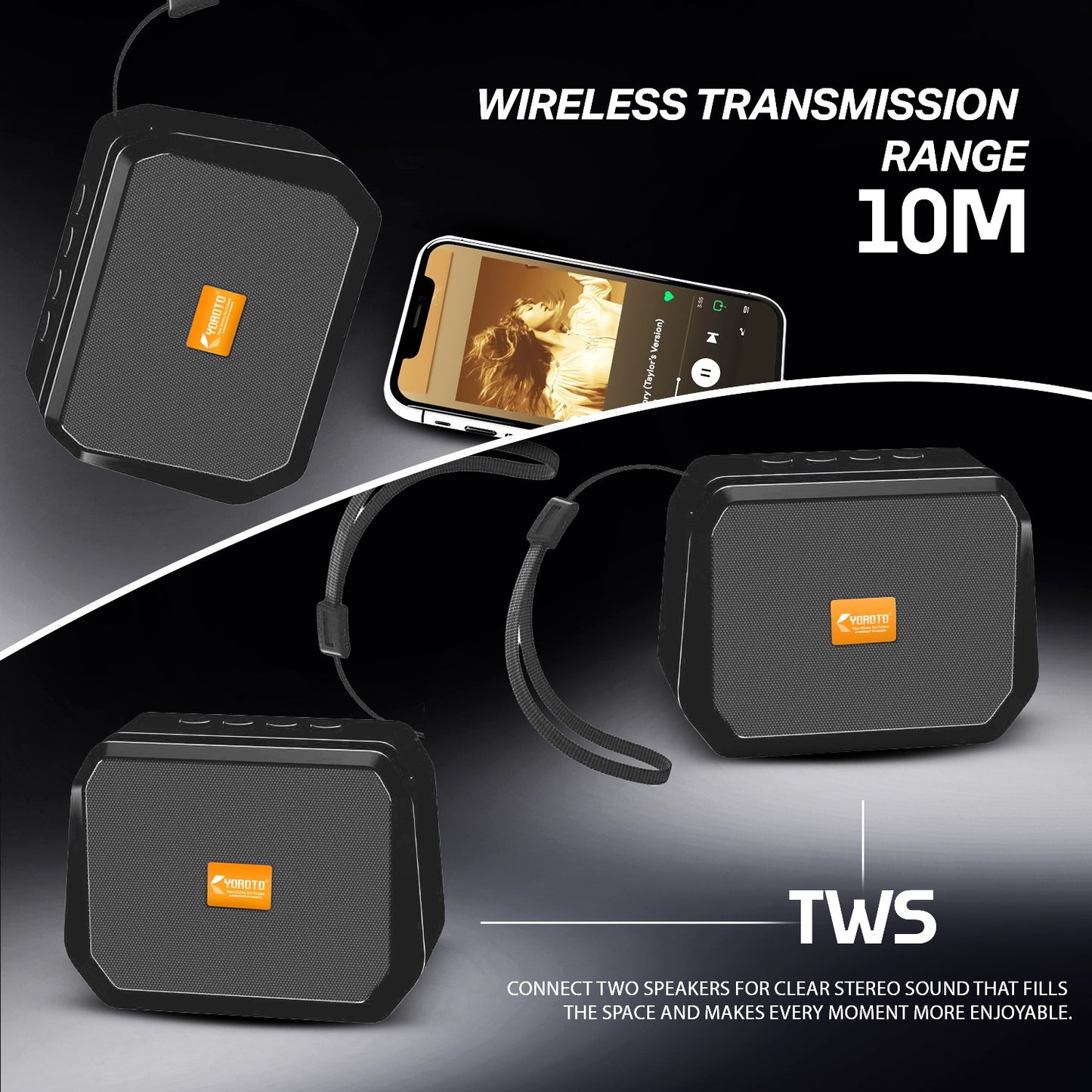 Wireless Bluetooth Speaker 12W TWS 10M Range Portable Speaker YOROTO YO-357