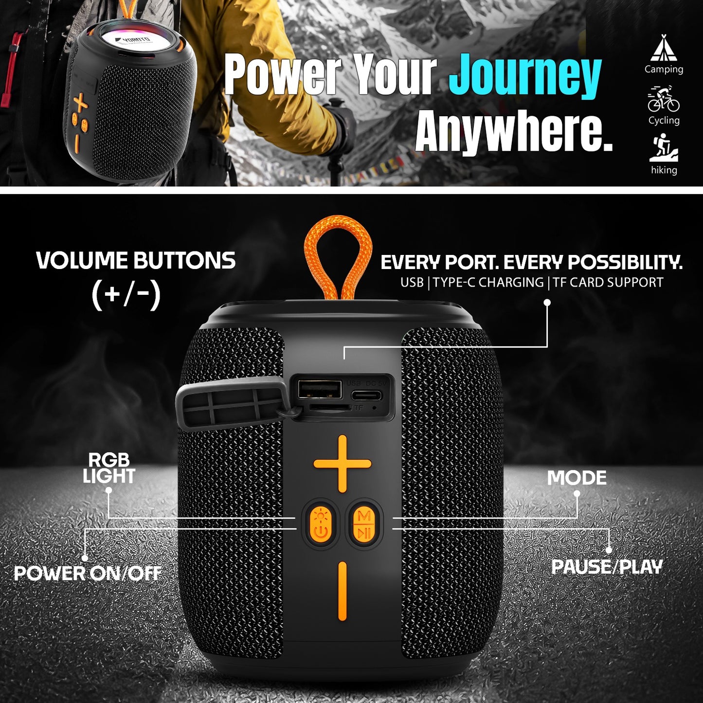 Wireless Speaker | 15W Bluetooth Speaker with RGB Lights, TWS & 6H Playtime – YOROTO YO-373-BT