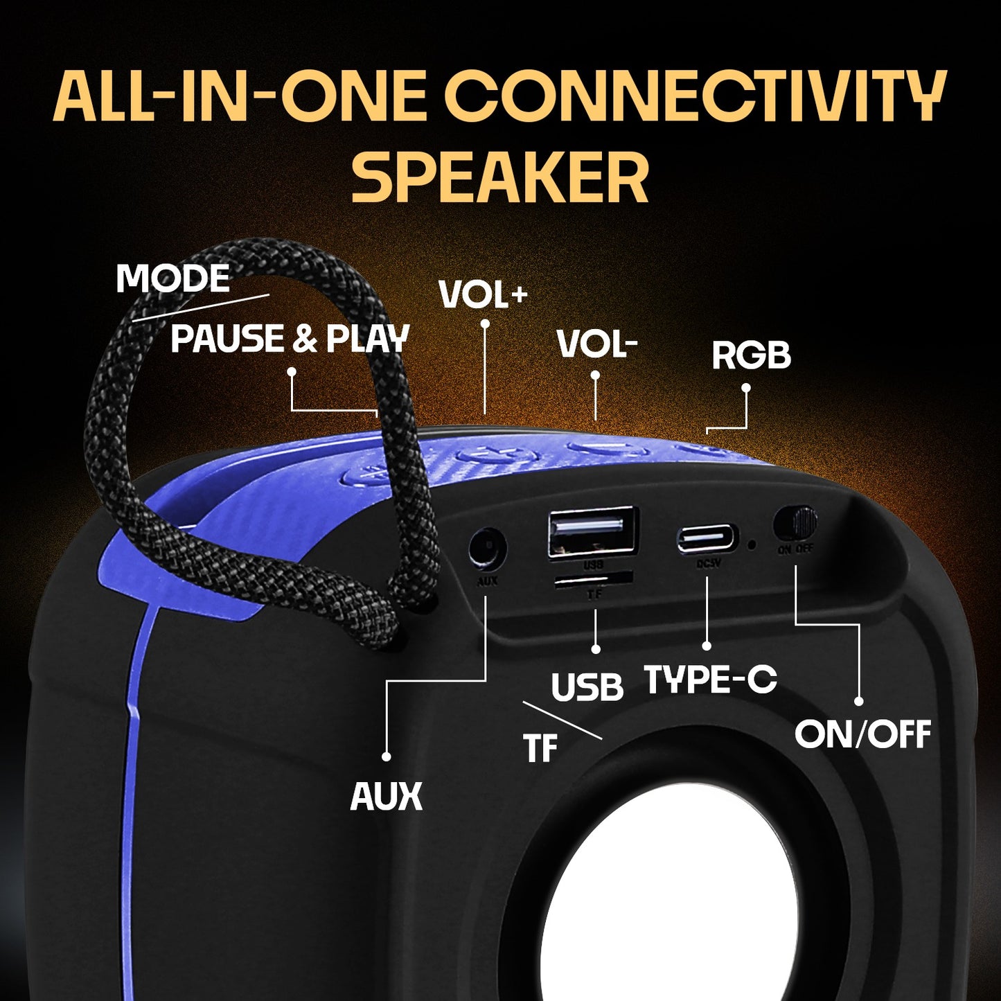 Wireless Speaker 10W RGB Thunder Bass TWS Bluetooth Speaker YO-375-BTL Black Red YOROTO