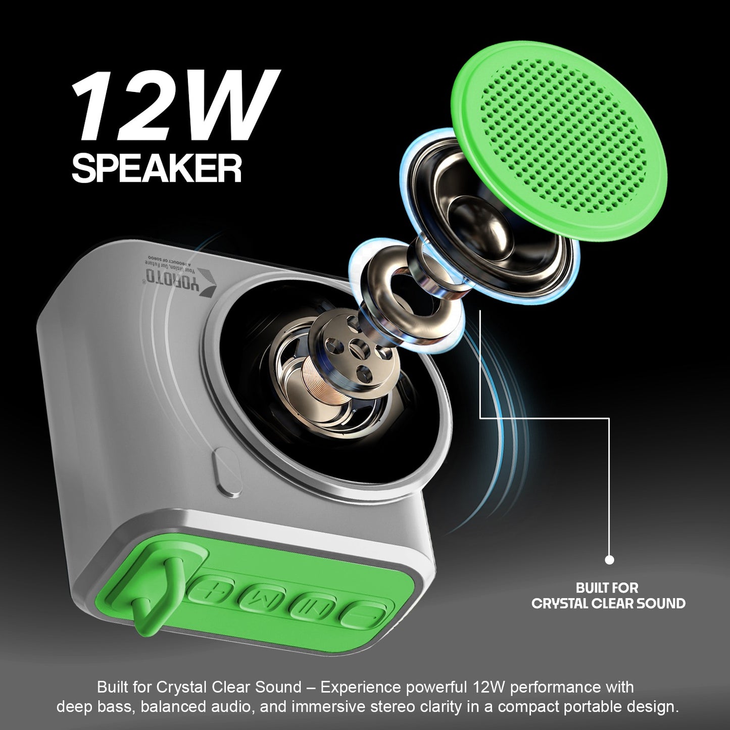 Wireless Bluetooth Speaker 12W TWS 6 Hours Playback YOROTO YO-383