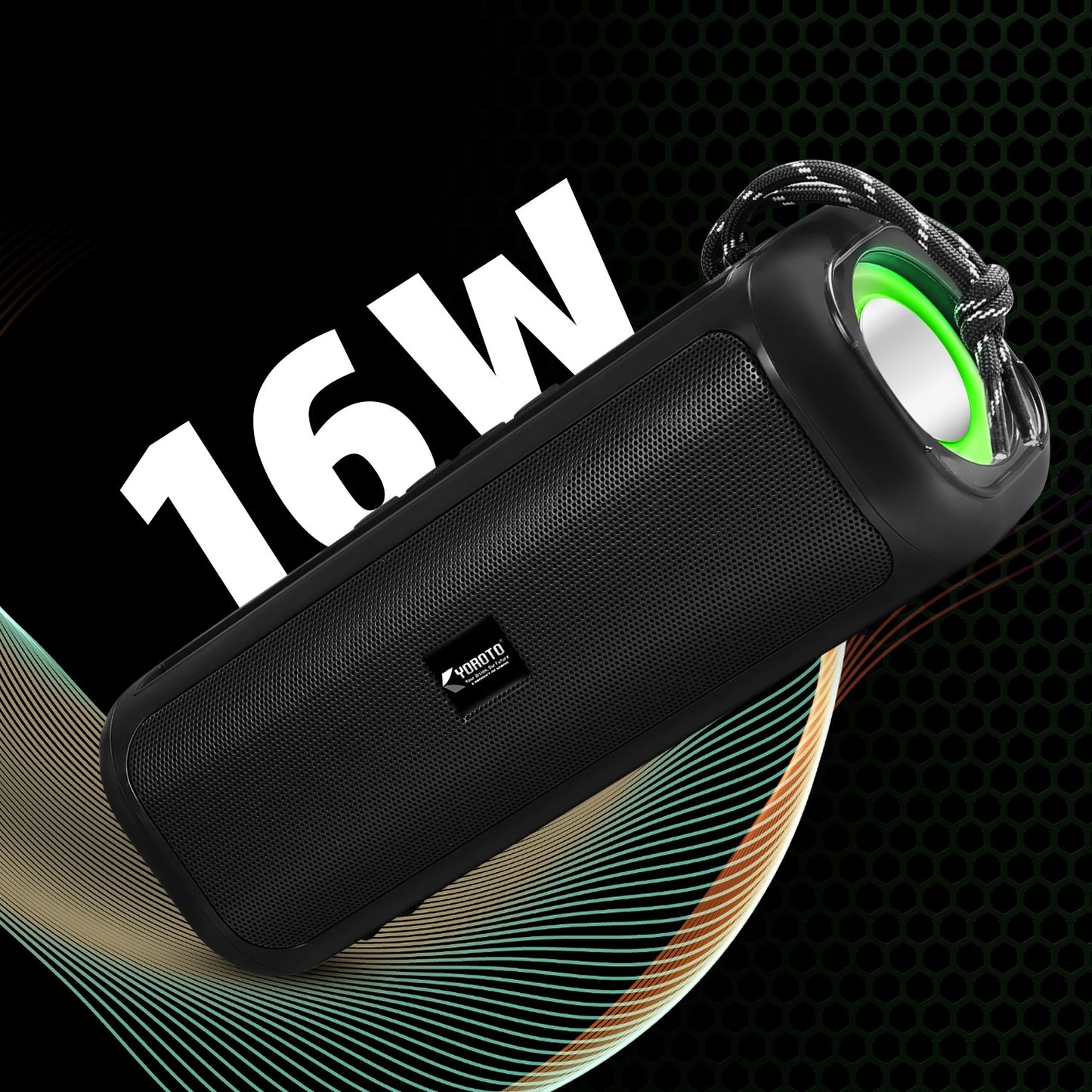 Wireless Boombox Bluetooth Speaker 16W RGB Effects Extra Bass Boost Black YOROTO YO-430-BTL