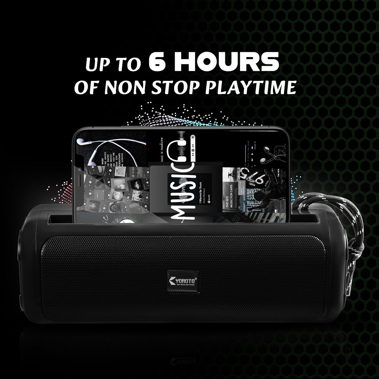 Wireless Boombox Bluetooth Speaker 16W RGB Effects Extra Bass Boost Black YOROTO YO-430-BTL