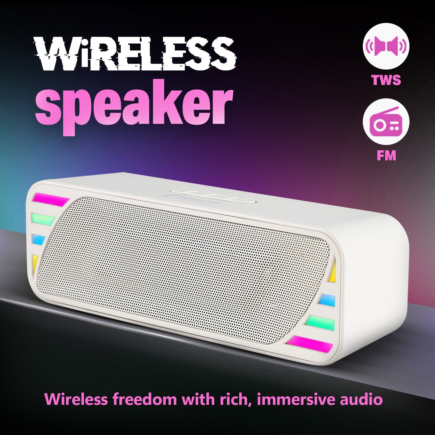Wireless Bluetooth Speaker 12W RGB Light Thunder Sound Punchy Bass YOROTO YO-434-BTL