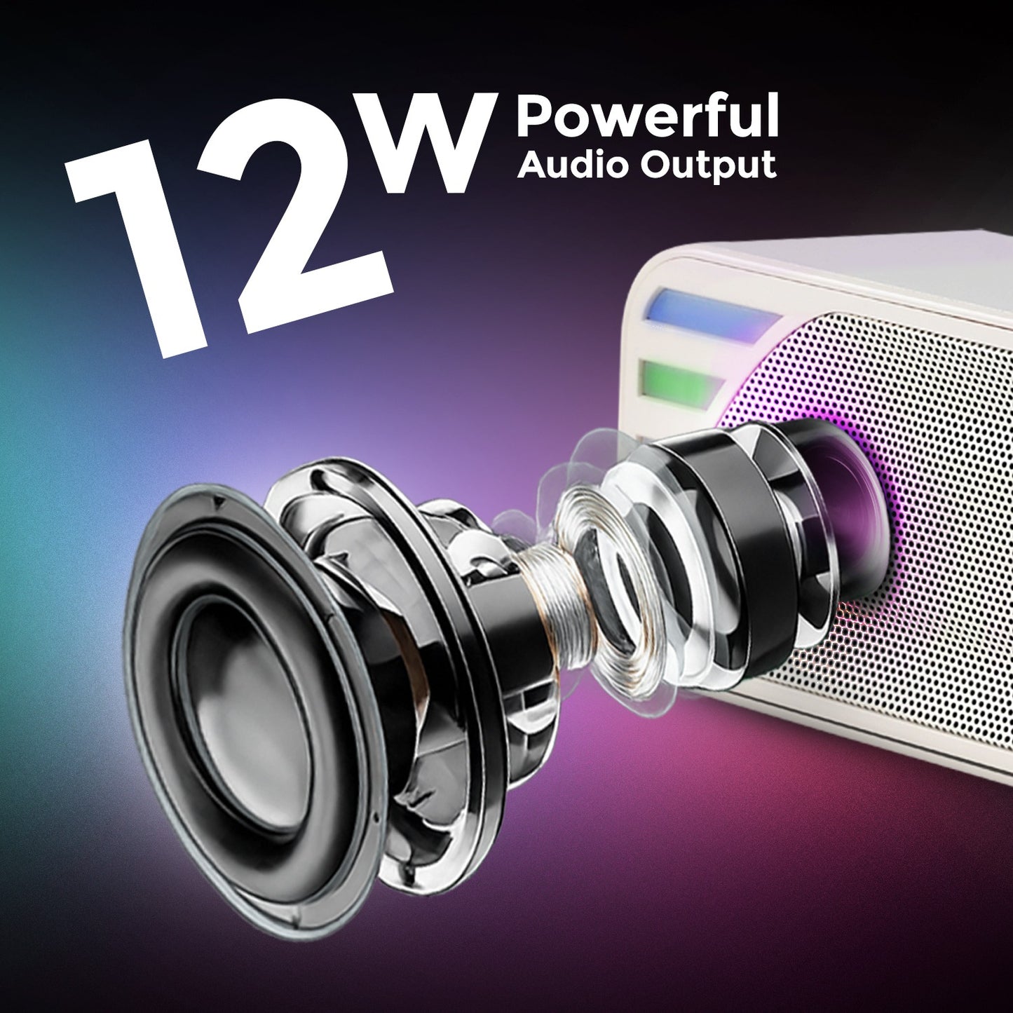 Wireless Bluetooth Speaker 12W RGB Light Thunder Sound Punchy Bass YOROTO YO-434-BTL