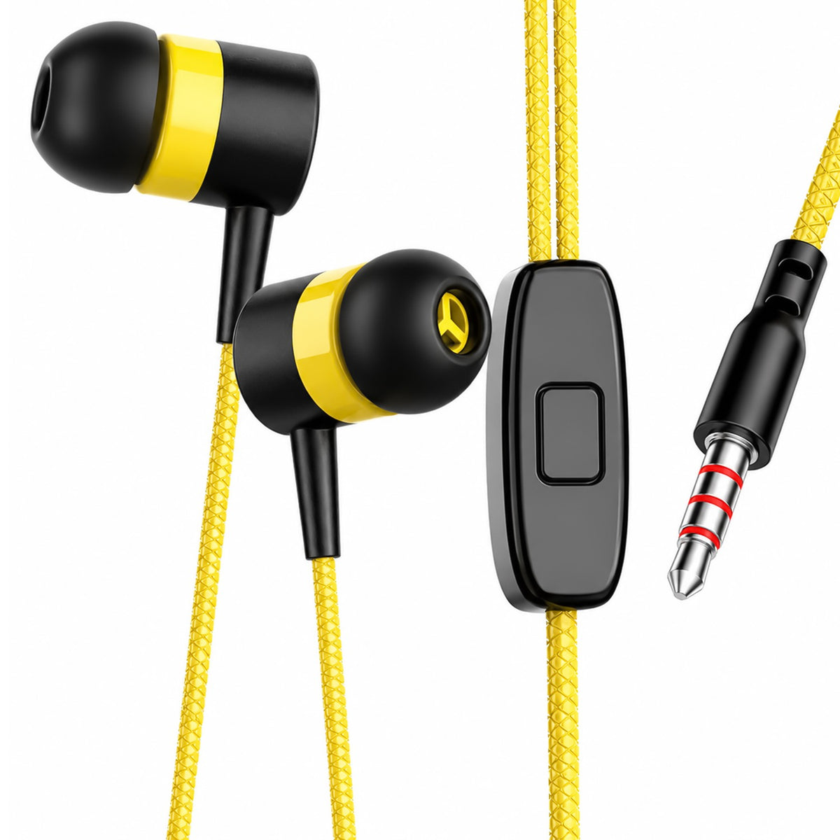 Wired Earphones with Mic | YOROTO YO-A22 13mm Dynamic Driver AUX Earphones – Yellow