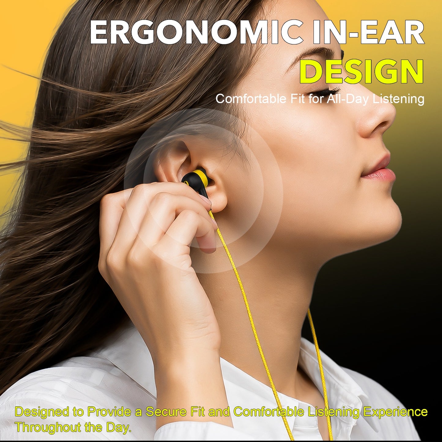 Wired Earphones with Mic | YOROTO YO-A22 13mm Dynamic Driver AUX Earphones – Yellow