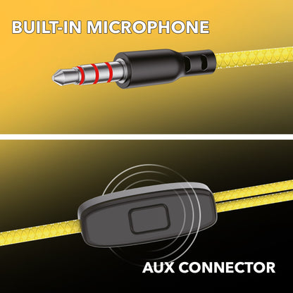 Wired Earphones with Mic | YOROTO YO-A22 13mm Dynamic Driver AUX Earphones – Yellow