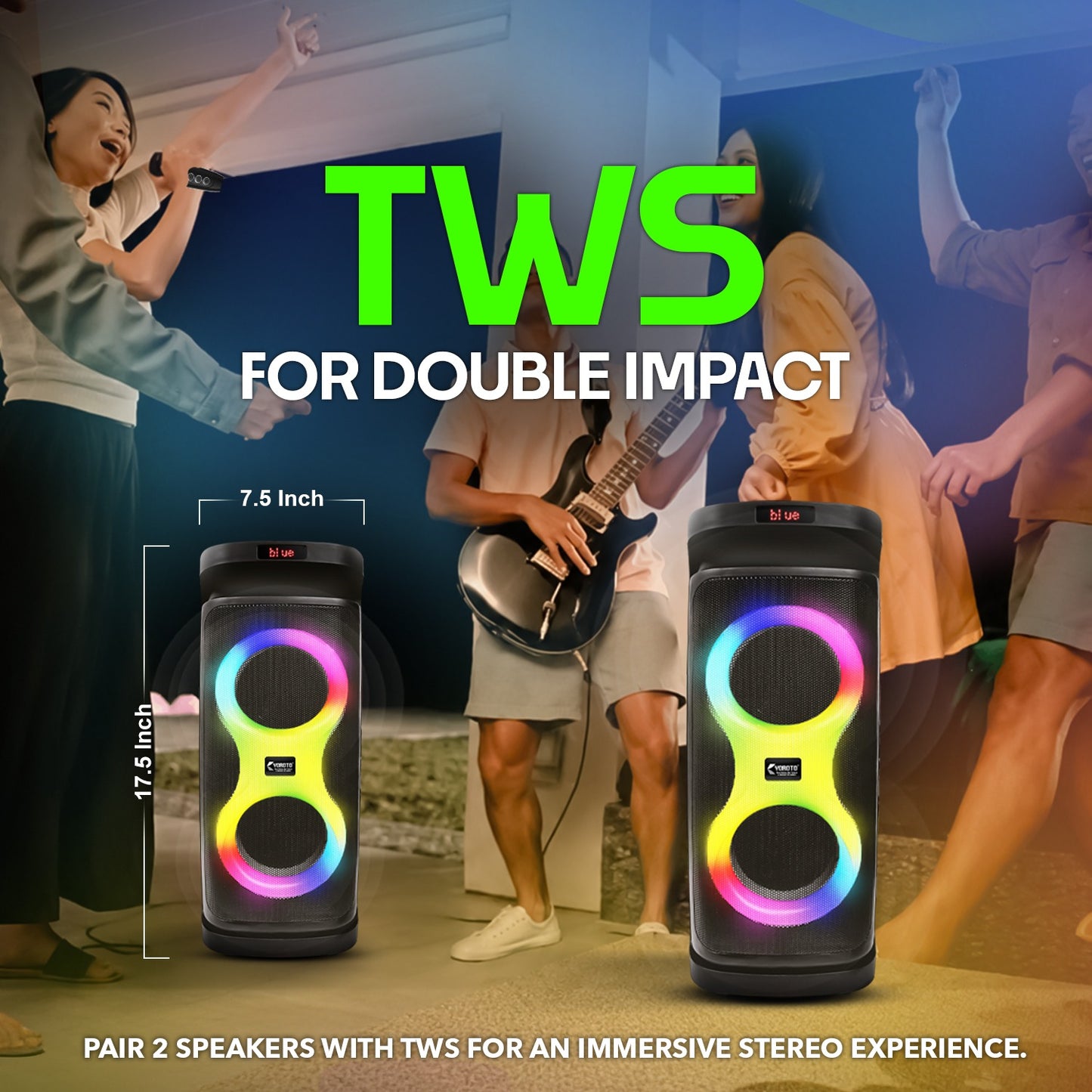 Wireless Bluetooth Speaker 50W, Karaoke Mic, TWS & 4 Hours Playback YOROTO YO-J-27