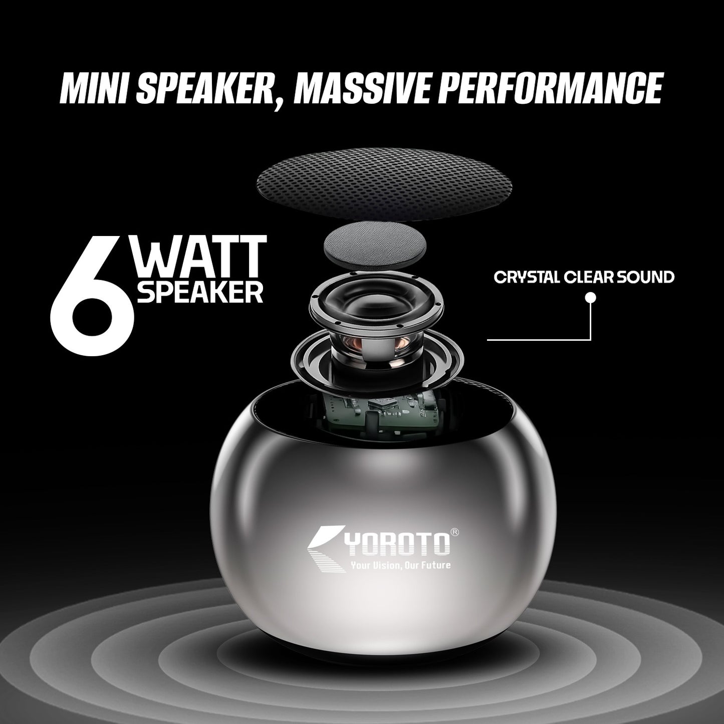 Mini Wireless Bluetooth Speaker 6W Crystal Clear Sound Metallic Body YOROTO YO-MTUNE1