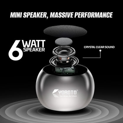 Mini Wireless Bluetooth Speaker 6W Crystal Clear Sound Metallic Body YOROTO YO-MTUNE1