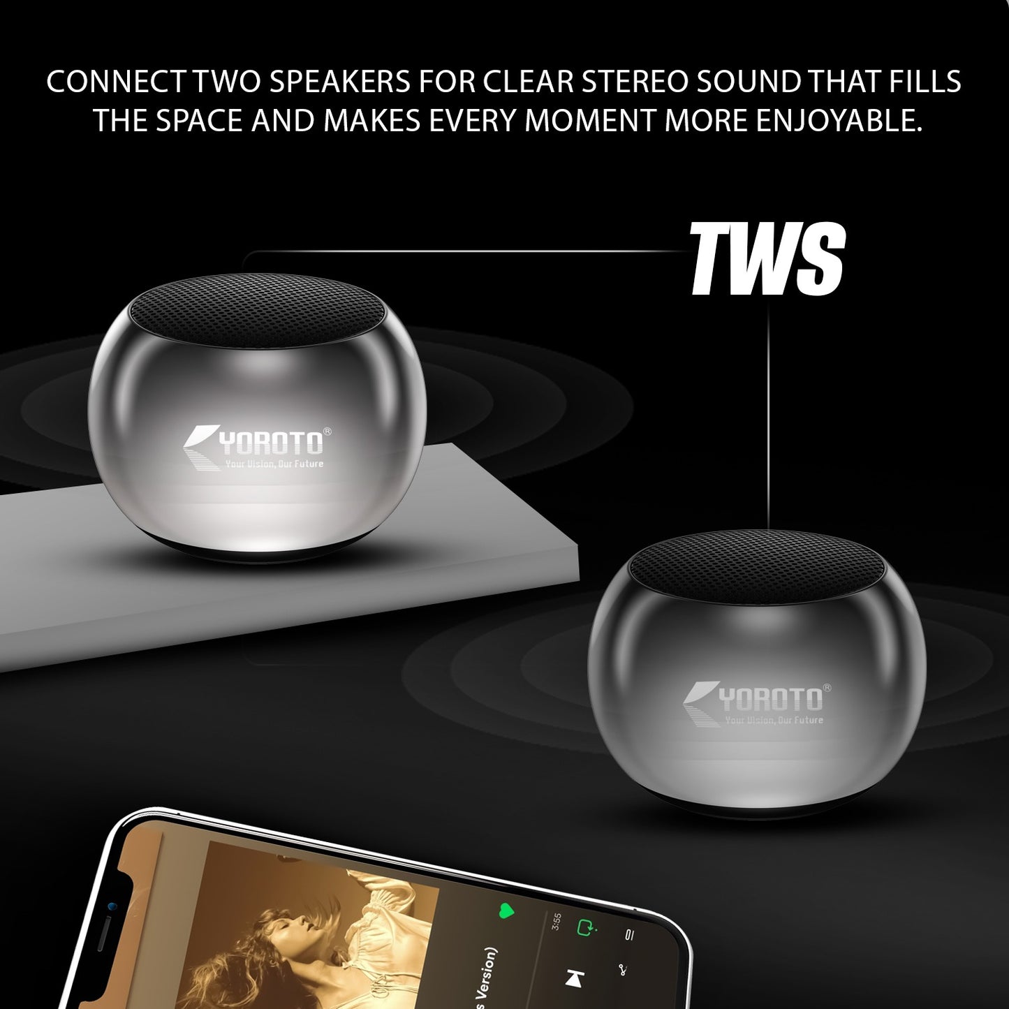 Mini Wireless Bluetooth Speaker 6W Crystal Clear Sound Metallic Body YOROTO YO-MTUNE1