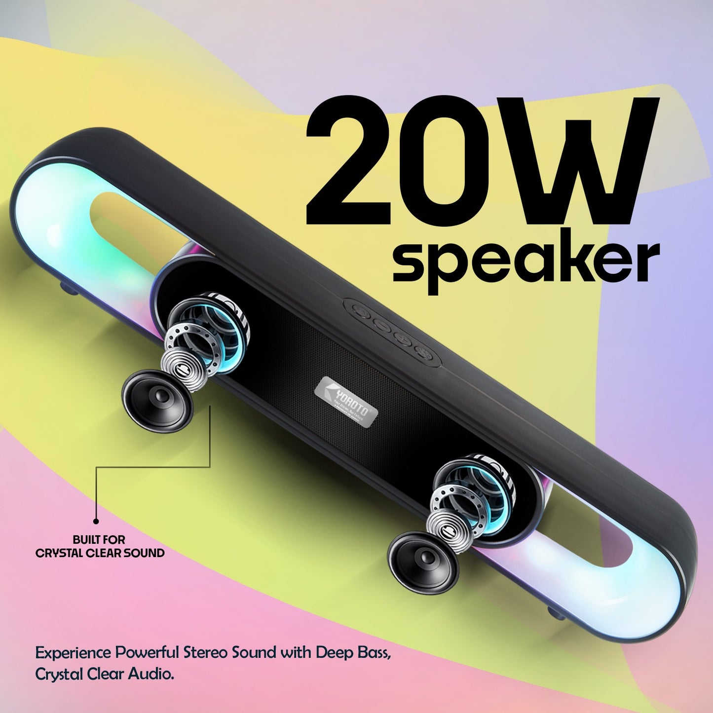 Wireless Bluetooth Speaker 20W, 6 Hours Playback & TWS Pairing YOROTO YO-SP-28