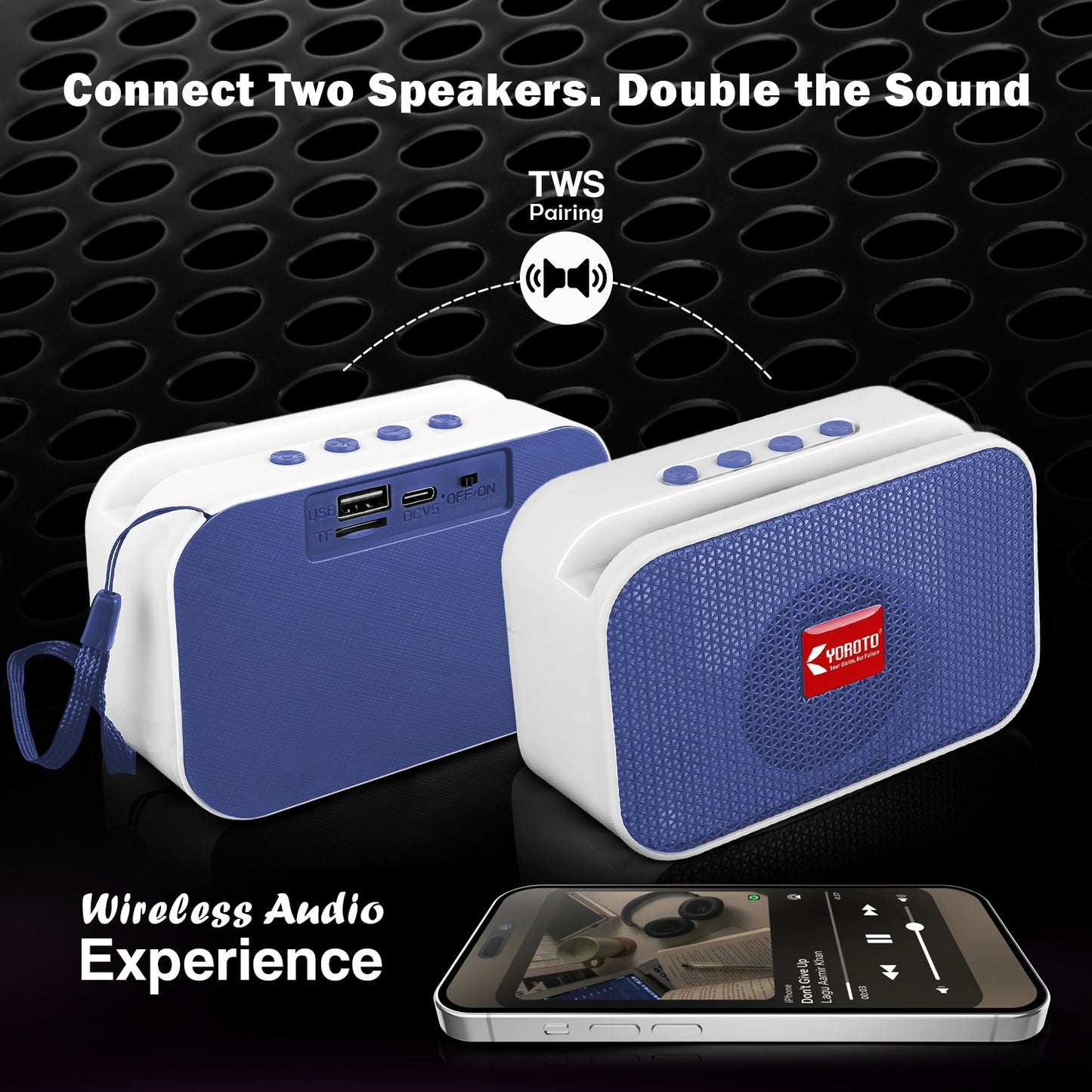 Bluetooth Speaker 10W High Bass YOROTO Portable Thunder Sound Blue Stereo Speaker A011