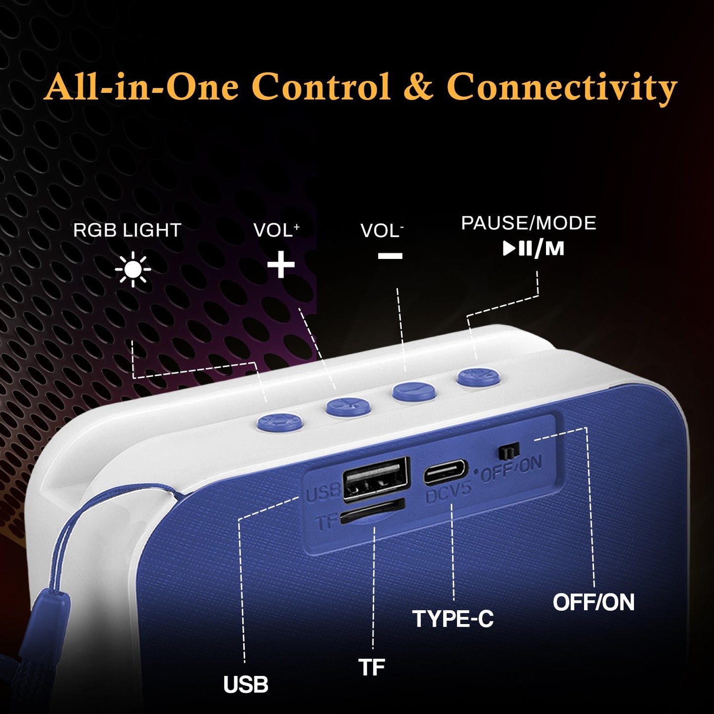 Bluetooth Speaker 10W High Bass YOROTO Portable Thunder Sound Blue Stereo Speaker A011