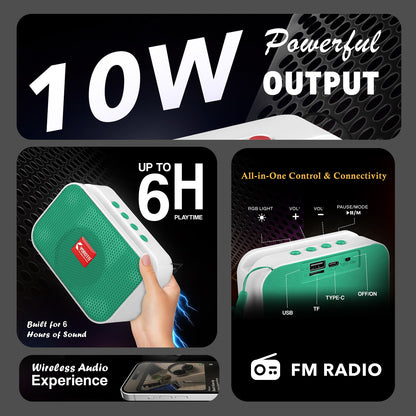 Bluetooth Speaker 10W High Bass YOROTO Portable Thunder Sound Blue Stereo Speaker A011