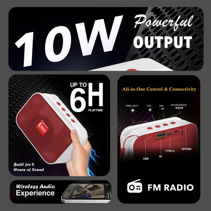 Bluetooth Speaker 10W High Bass YOROTO Portable Thunder Sound Blue Stereo Speaker A011