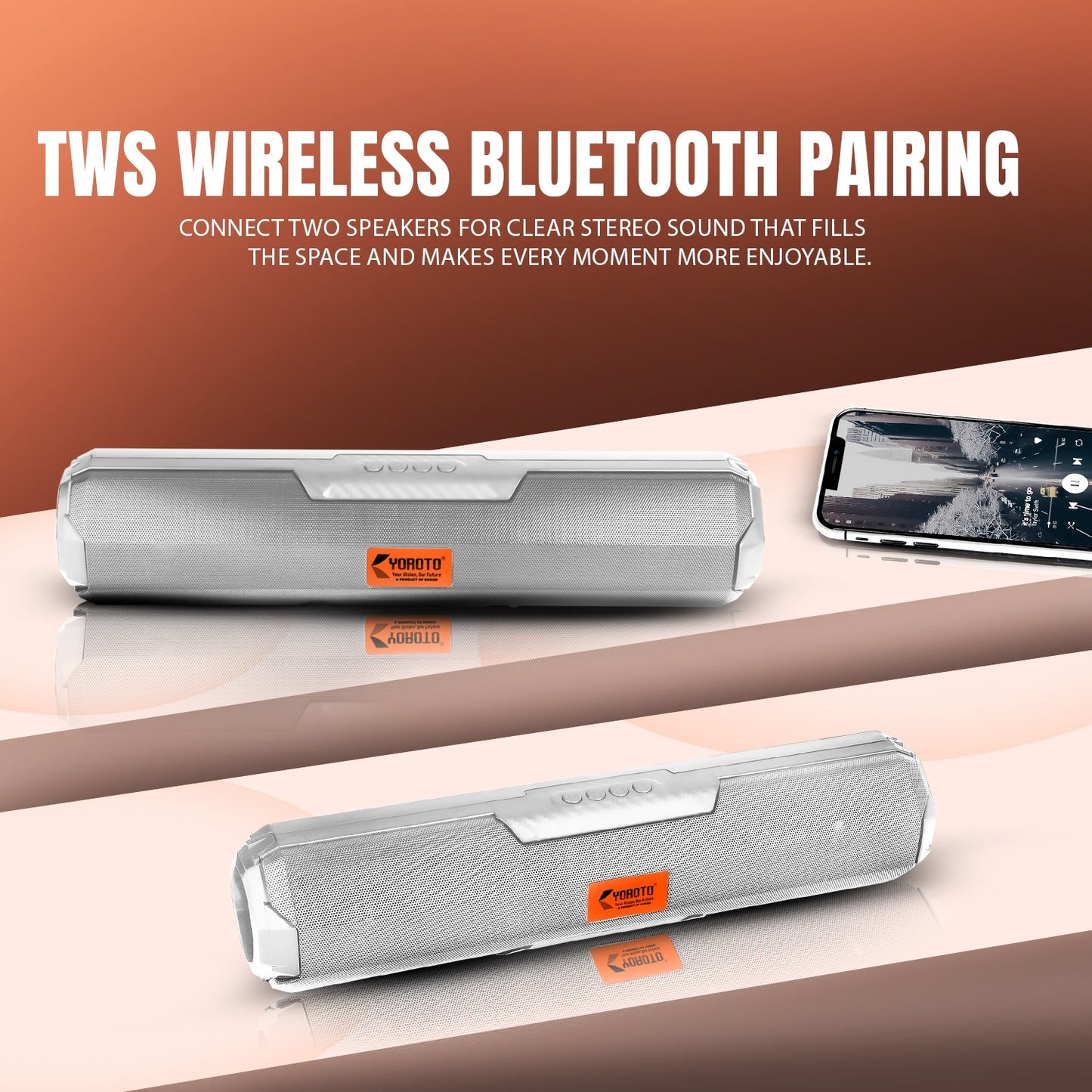 Wireless Bluetooth Speaker 20W 6H Playback TWS Pairing All-In-One Connectivity YOROTO SP-43