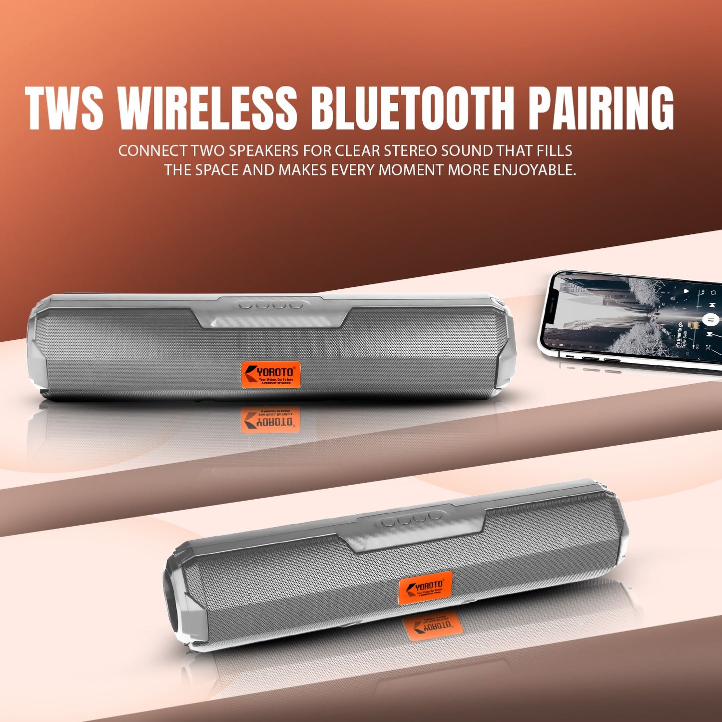 Wireless Bluetooth Speaker 20W 6H Playback TWS Pairing All-In-One Connectivity YOROTO SP-43