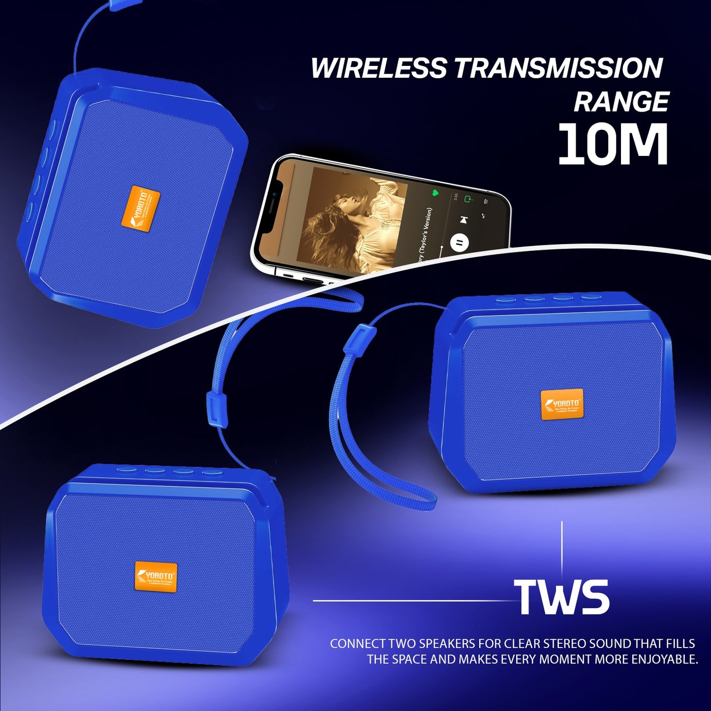 Wireless Bluetooth Speaker 12W TWS 10M Range Portable Speaker YOROTO YO-357