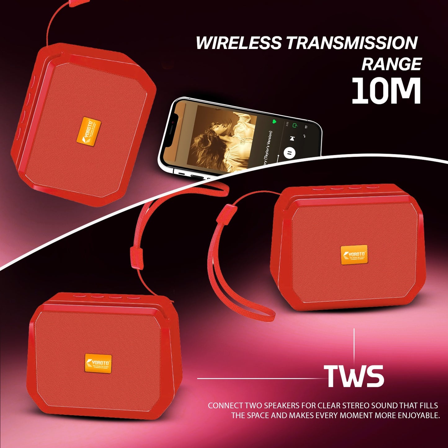 Wireless Bluetooth Speaker 12W TWS 10M Range Portable Speaker YOROTO YO-357