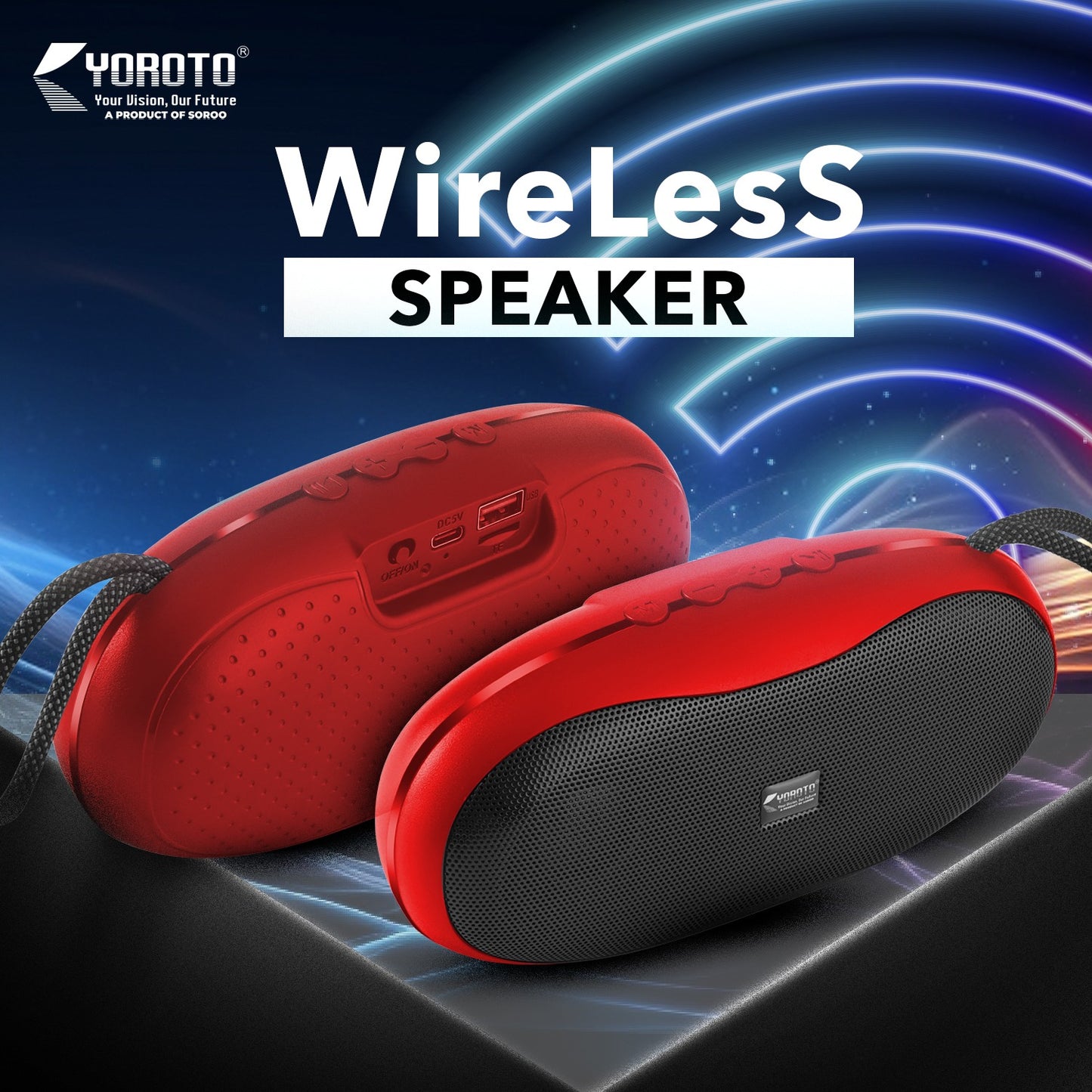 Wireless Bluetooth Speaker 20W Thunder Sound YOROTO YO-364 BTL High Bass Portable Speaker Green