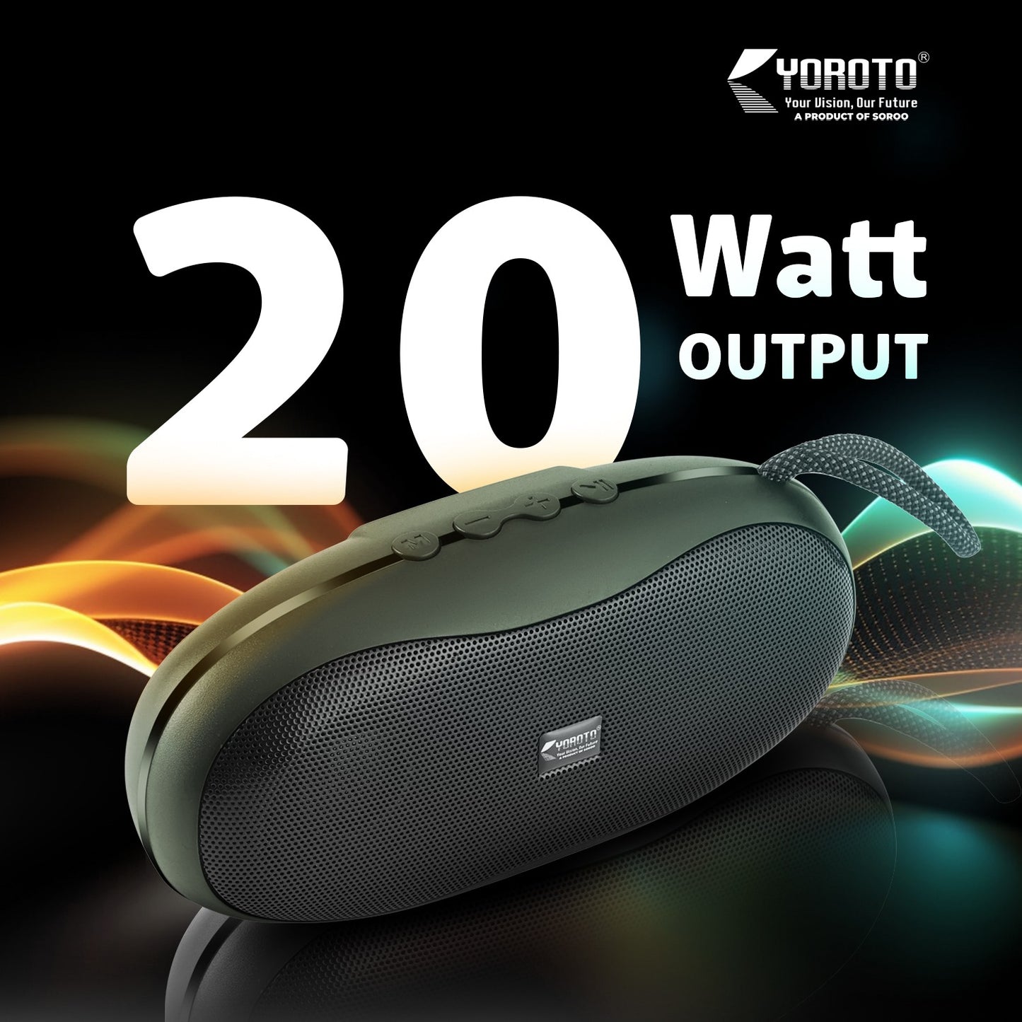 Wireless Bluetooth Speaker 20W Thunder Sound YOROTO YO-364 BTL High Bass Portable Speaker Green