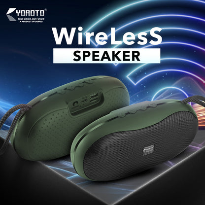 Wireless Bluetooth Speaker 20W Thunder Sound YOROTO YO-364 BTL High Bass Portable Speaker Green