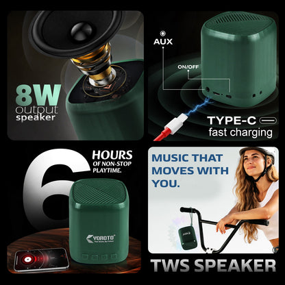 Wireless Bluetooth Speaker 8W Thunder Bass 6H Playtime Black YOROTO YO-366 BTL