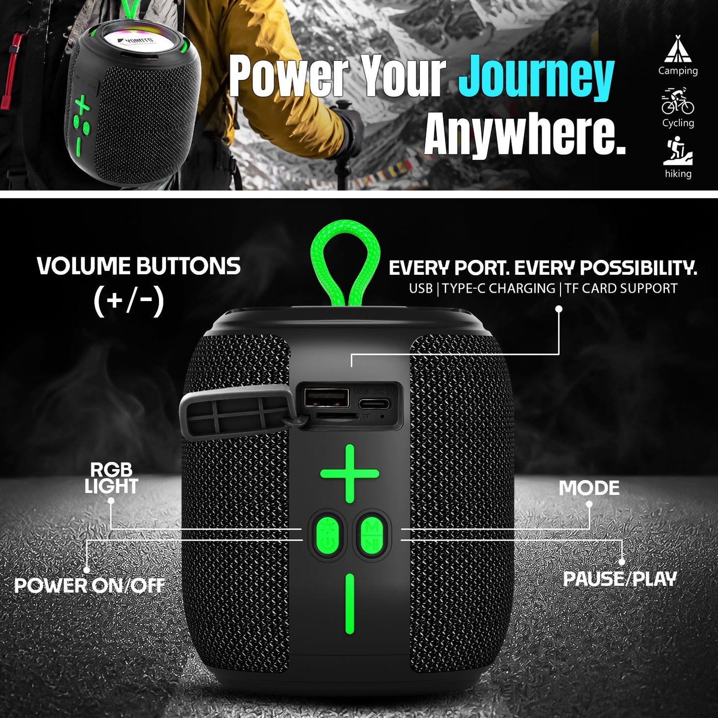 Wireless Speaker | 15W Bluetooth Speaker with RGB Lights, TWS & 6H Playtime – YOROTO YO-373-BT