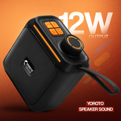 Wireless Bluetooth Speaker Thunder Bass TWS Black Orange YOROTO YO-374-BT 12W