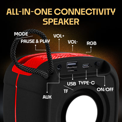 Wireless Speaker 10W RGB Thunder Bass TWS Bluetooth Speaker YO-375-BTL Black Red YOROTO