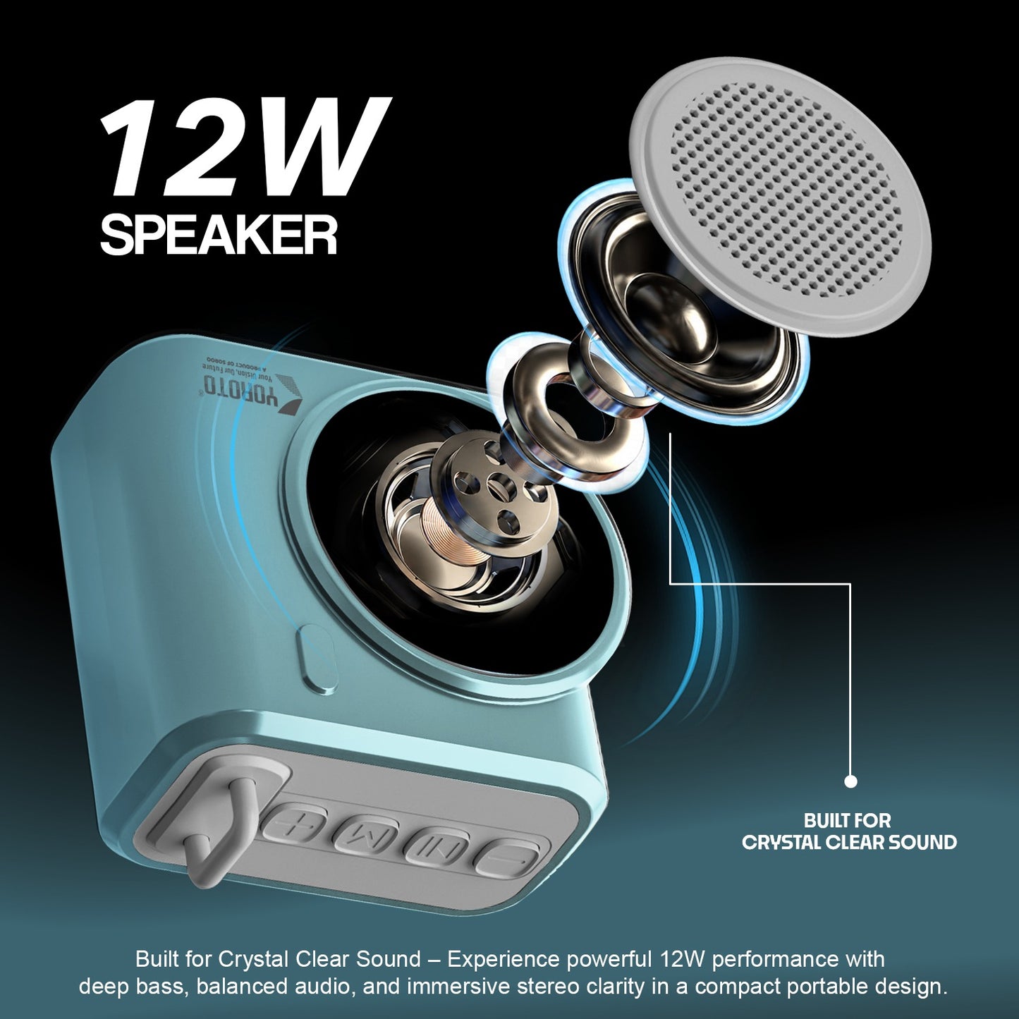 Wireless Bluetooth Speaker 12W TWS 6 Hours Playback YOROTO YO-383