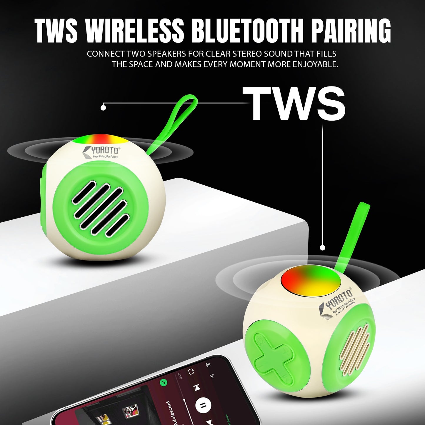 Wireless Bluetooth Speaker 12W 6H Playtime TWS Pairing All-In-One Connectivity YOROTO YO-390