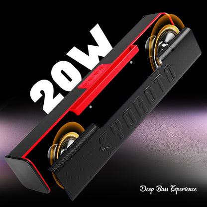 Wireless Bluetooth Soundbar 20W RGB Light Punchy Bass Speaker Blue Black YOROTO YO-413BTL