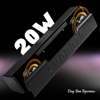 Wireless Bluetooth Soundbar 20W RGB Light Punchy Bass Speaker Blue Black YOROTO YO-413BTL