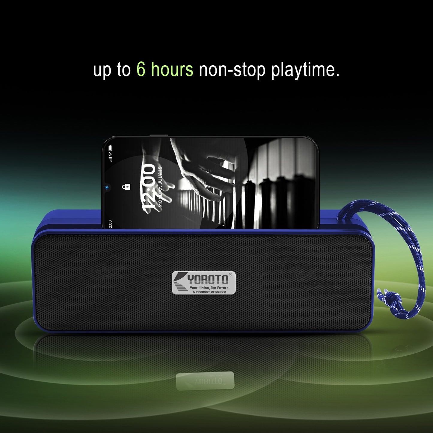 Wireless Bluetooth Speaker Deep Bass Portable Soundbar 16W Blue Black YOROTO YO-421BT
