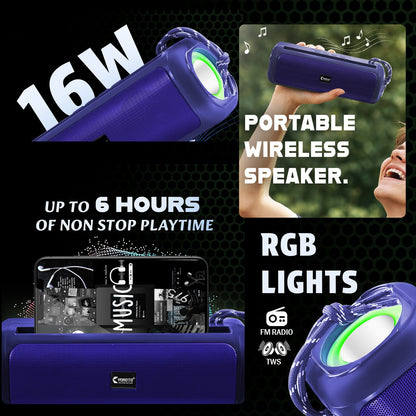 Wireless Boombox Bluetooth Speaker 16W RGB Effects Extra Bass Boost Black YOROTO YO-430-BTL