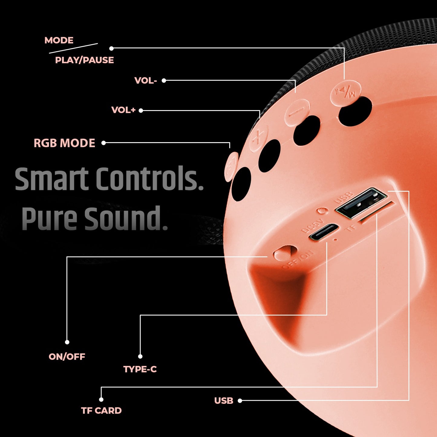 Wireless Bluetooth Speaker 15W RGB Mode Smart Control Pure Sound YOROTO YO-431-BTL