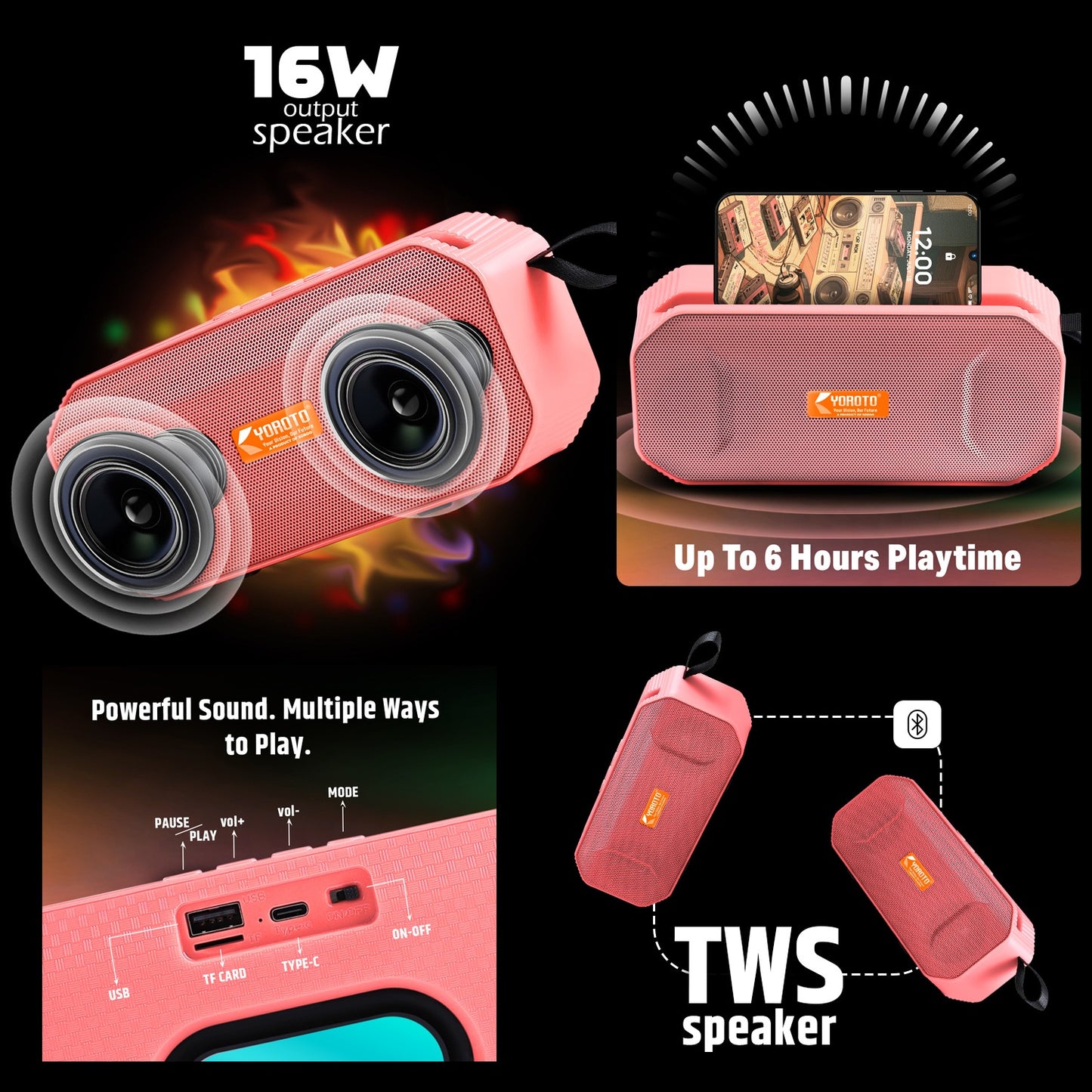 Wireless Party Speaker 16W – Thunder Sound & High Bass YOROTO YO-441-BTL