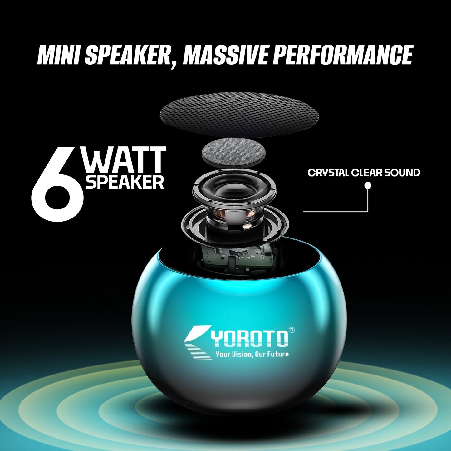 Mini Wireless Bluetooth Speaker 6W Crystal Clear Sound Metallic Body YOROTO YO-MTUNE1