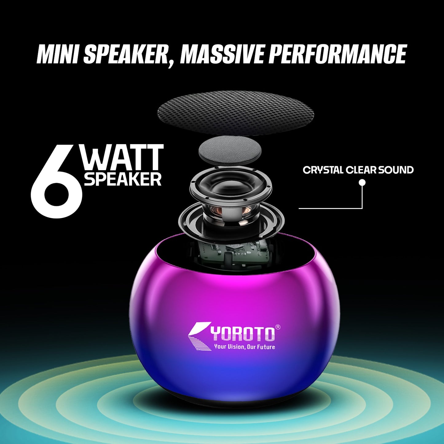 Mini Wireless Bluetooth Speaker 6W Crystal Clear Sound Metallic Body YOROTO YO-MTUNE1
