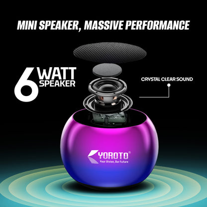 Mini Wireless Bluetooth Speaker 6W Crystal Clear Sound Metallic Body YOROTO YO-MTUNE1