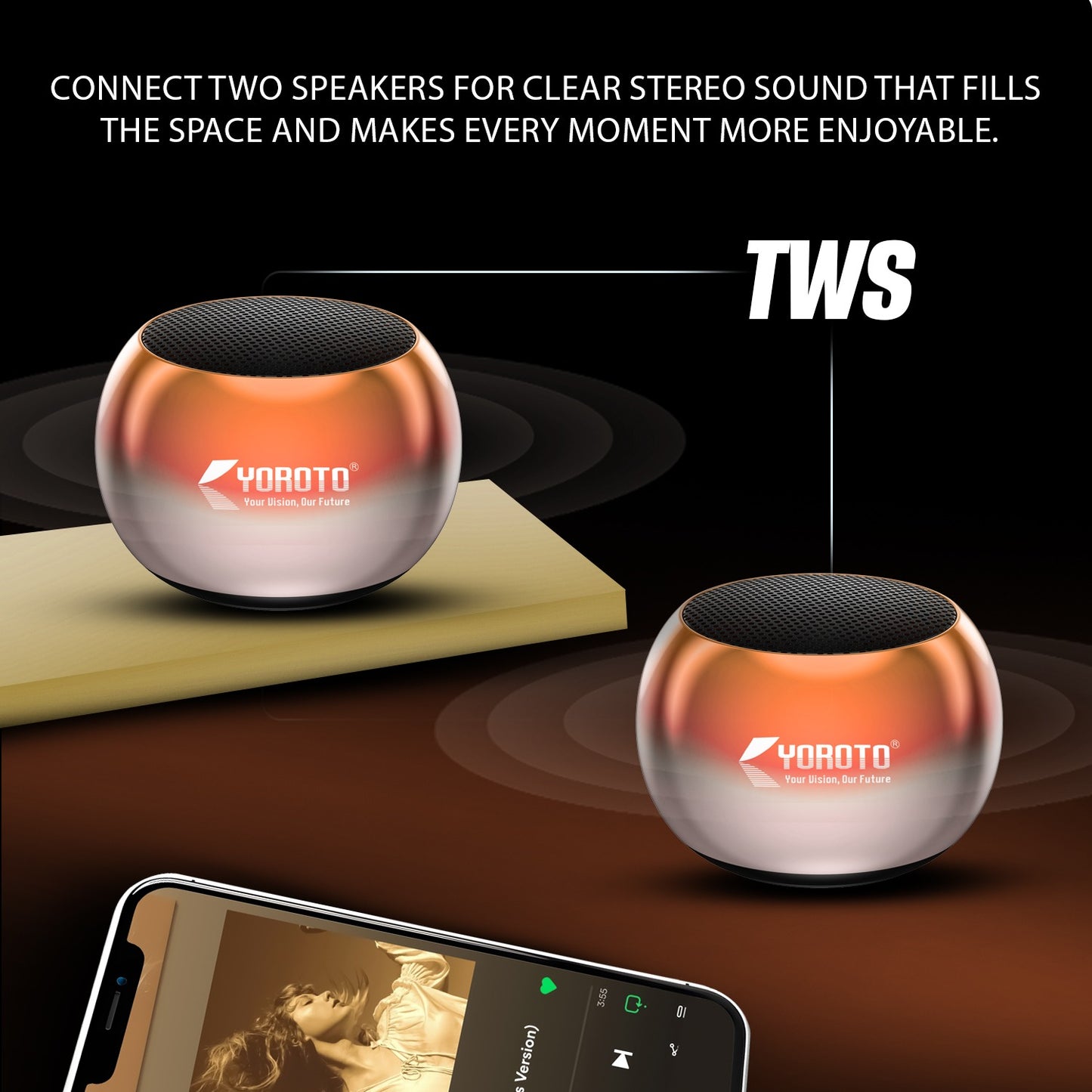 Mini Wireless Bluetooth Speaker 6W Crystal Clear Sound Metallic Body YOROTO YO-MTUNE1
