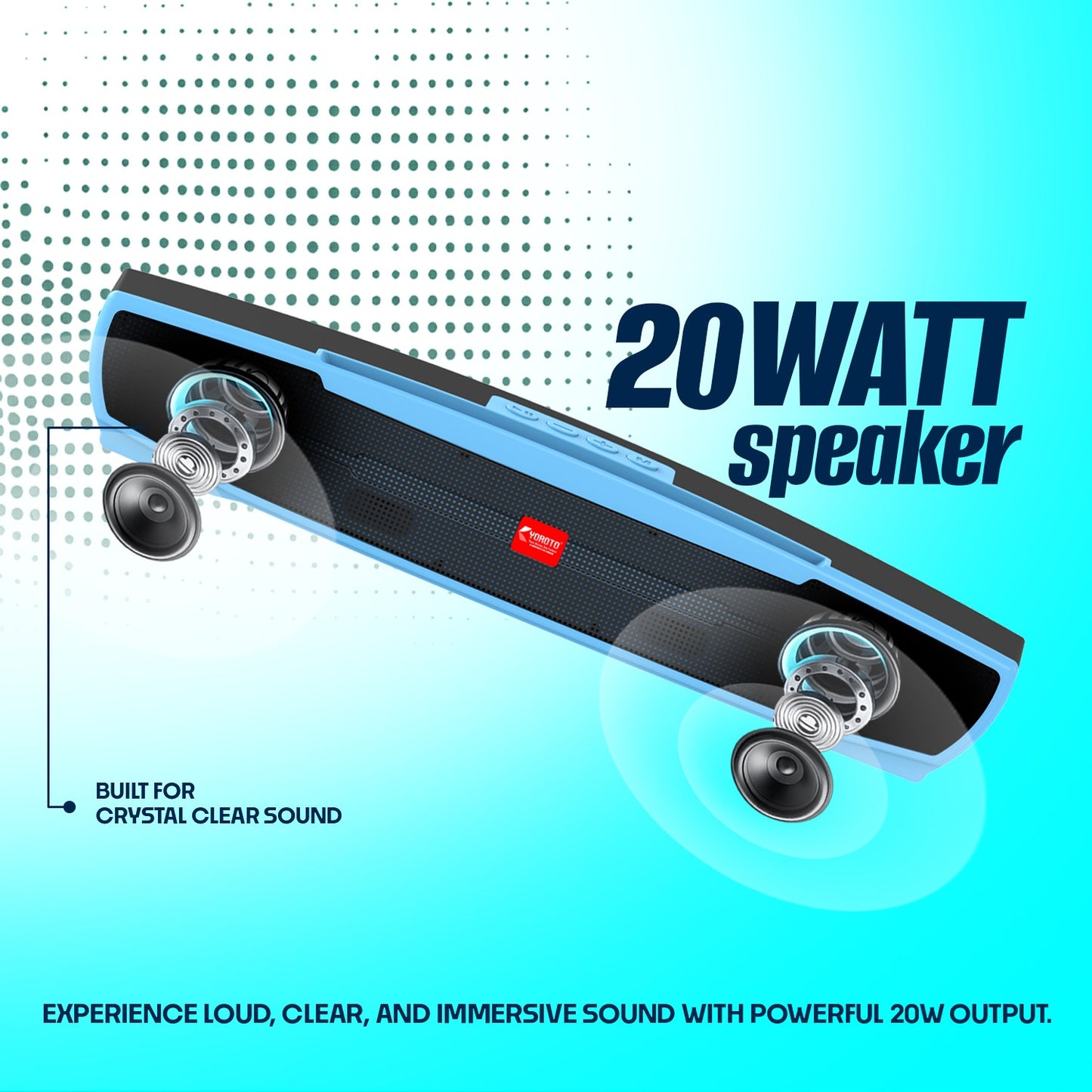 Wireless Bluetooth Speaker 20W, 6 Hours Playback & TWS Pairing YOROTO YO-SP-32