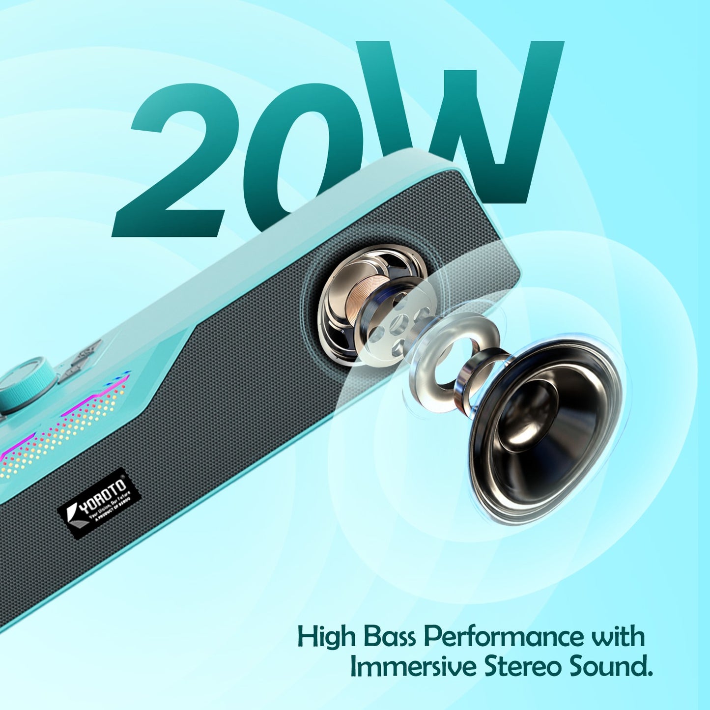 Wireless Bluetooth Speaker 20W, 6 Hours Playback & TWS Pairing YOROTO YO-SP30