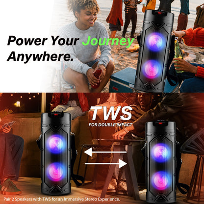 Wireless Bluetooth Speaker | 40W Sound, Karaoke Mic, RGB Lights & TWS Yoroto J-14