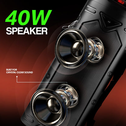 Wireless Bluetooth Speaker | 40W Sound, Karaoke Mic, RGB Lights & TWS Yoroto J-14