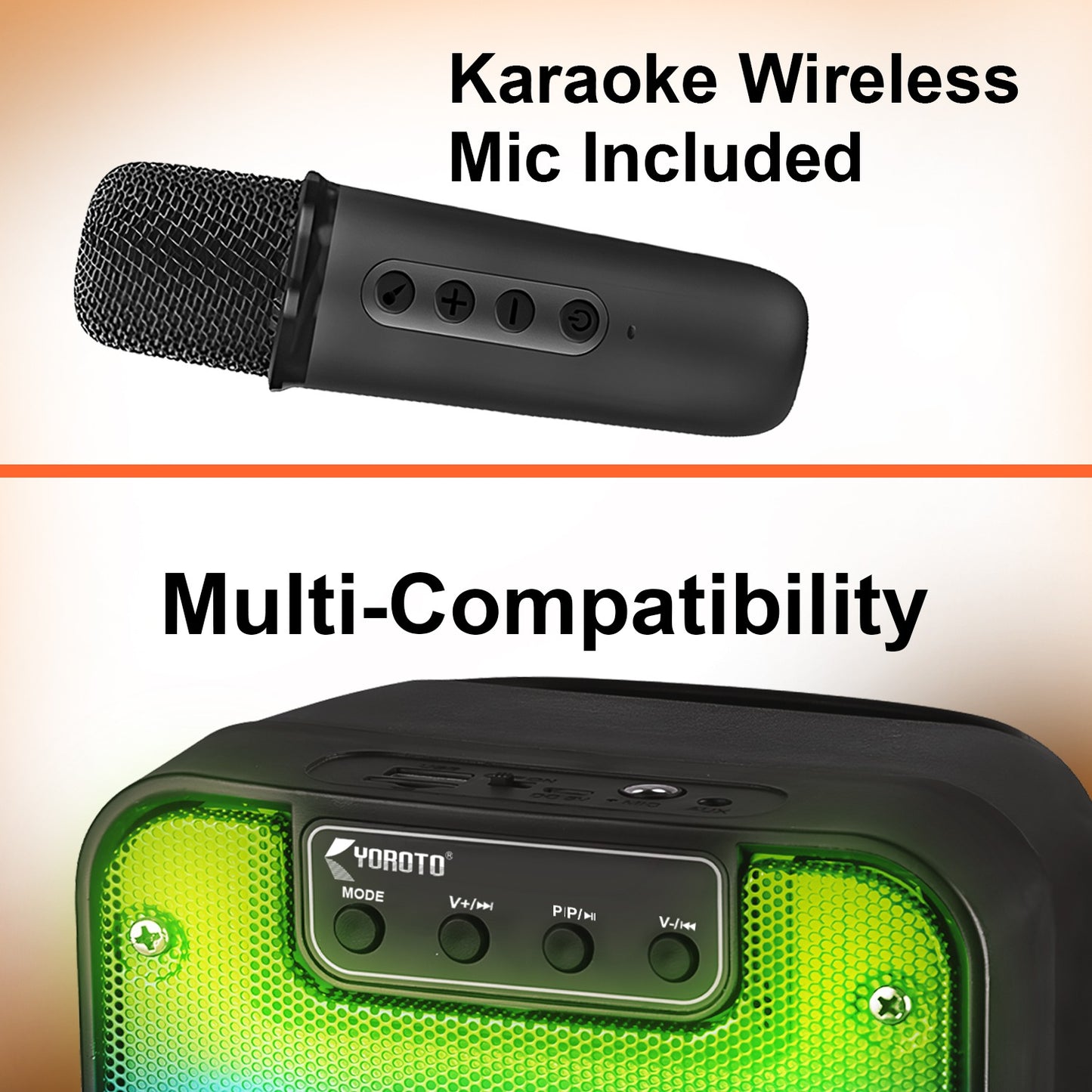 Wireless Bluetooth Speaker | 25W Sound, 4 Hours Playback, Karaoke Mic & TWS Yoroto J-17