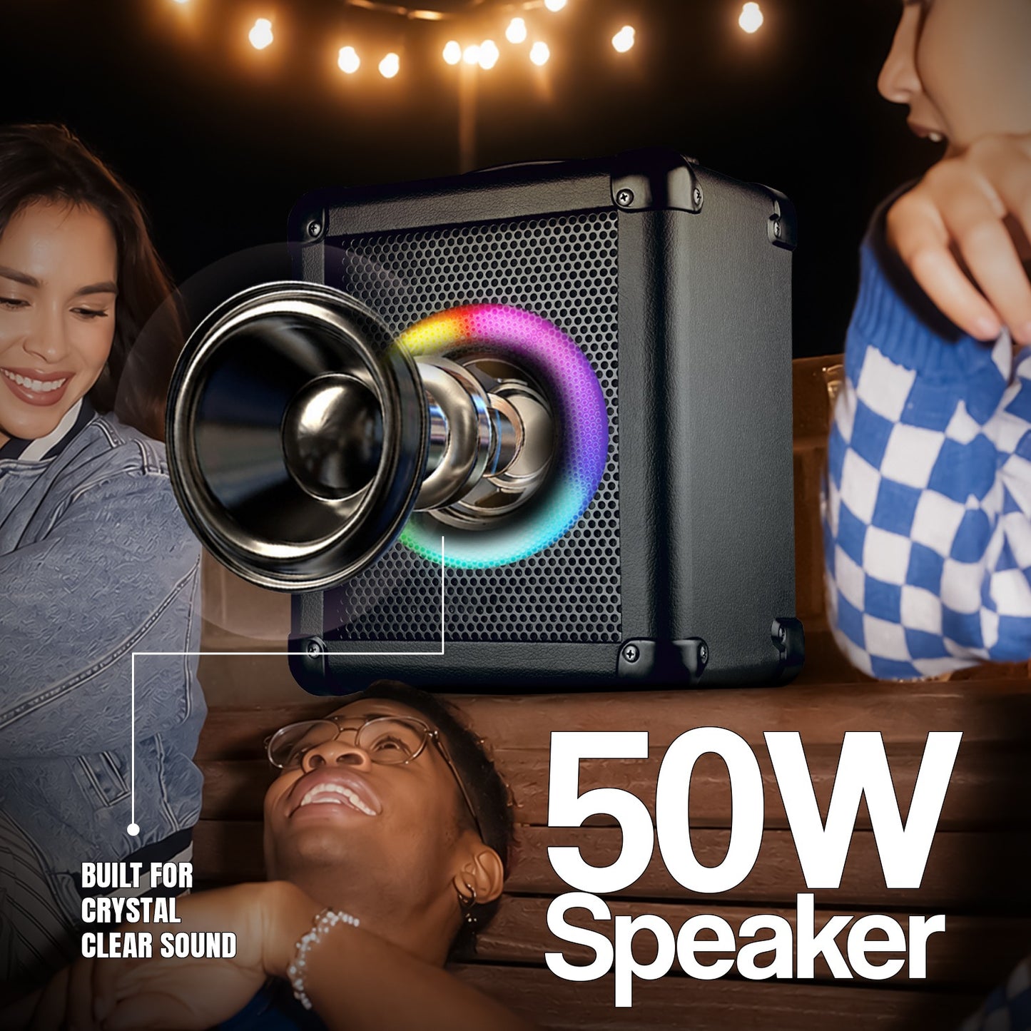 Wireless Bluetooth Speaker | 50W Sound, 4 Hours Playback, Karaoke Mic & TWS Yoroto J-19