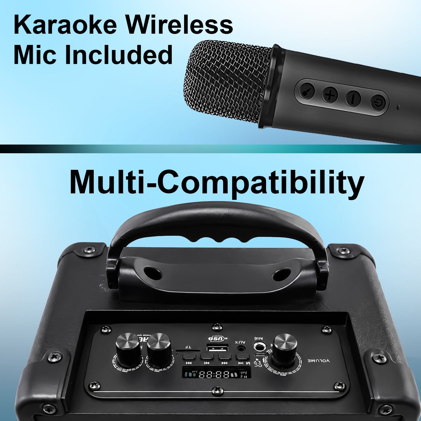 Wireless Bluetooth Speaker | 50W Sound, 4 Hours Playback, Karaoke Mic & TWS Yoroto J-19